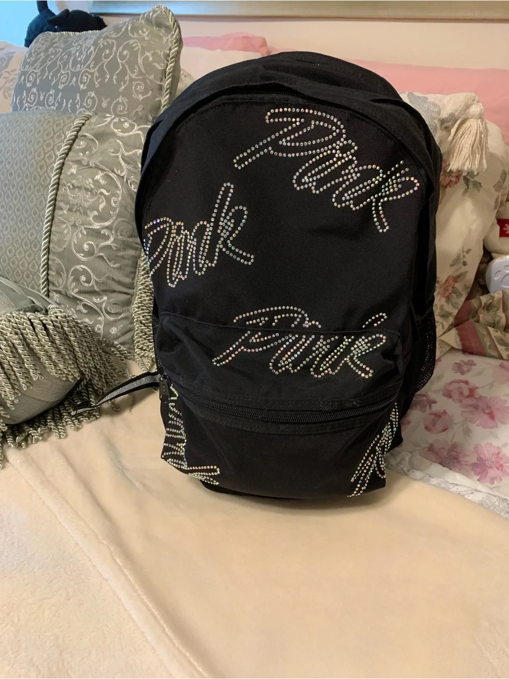 Victoria’s Secret PINK bling iridescent rhinestone campus backpack